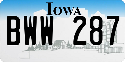 IA license plate BWW287