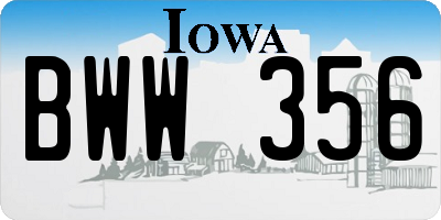 IA license plate BWW356