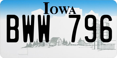 IA license plate BWW796