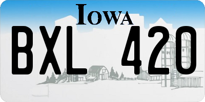 IA license plate BXL420