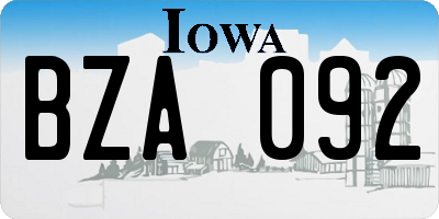 IA license plate BZA092