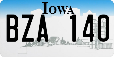 IA license plate BZA140