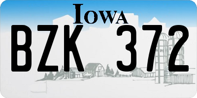 IA license plate BZK372