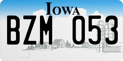 IA license plate BZM053