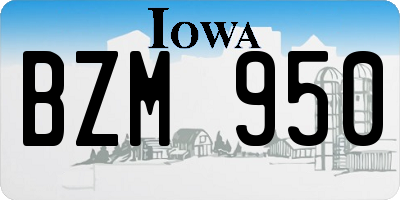 IA license plate BZM950