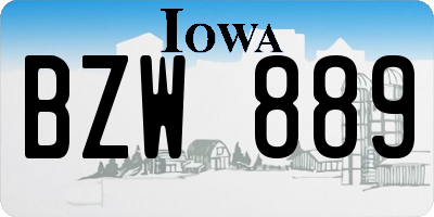 IA license plate BZW889