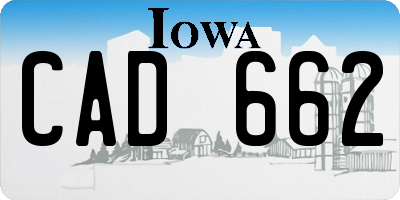 IA license plate CAD662