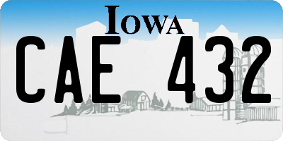 IA license plate CAE432