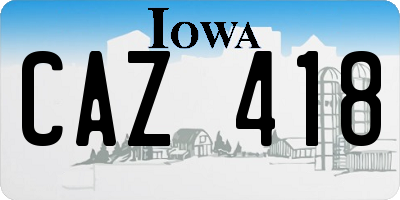 IA license plate CAZ418