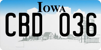 IA license plate CBD036