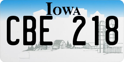 IA license plate CBE218