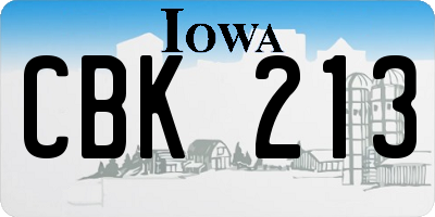 IA license plate CBK213