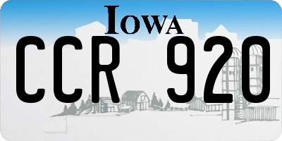IA license plate CCR920