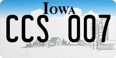 IA license plate CCS007