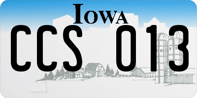 IA license plate CCS013