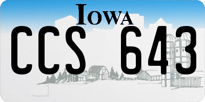 IA license plate CCS643