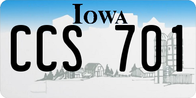 IA license plate CCS701