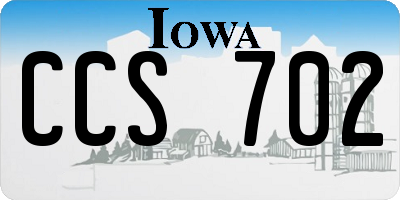 IA license plate CCS702