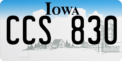 IA license plate CCS830