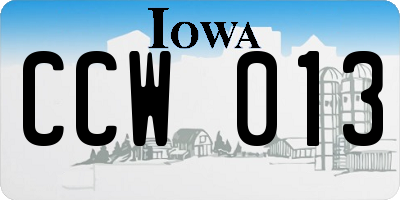 IA license plate CCW013