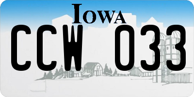 IA license plate CCW033
