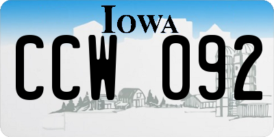 IA license plate CCW092