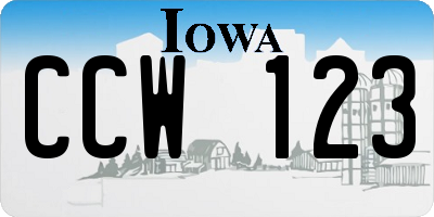 IA license plate CCW123
