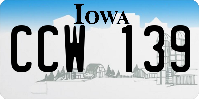 IA license plate CCW139