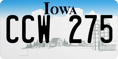 IA license plate CCW275