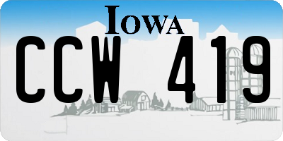 IA license plate CCW419