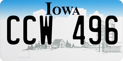 IA license plate CCW496