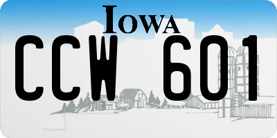 IA license plate CCW601