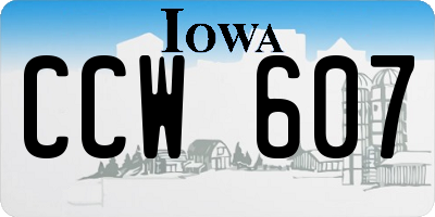 IA license plate CCW607
