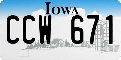 IA license plate CCW671