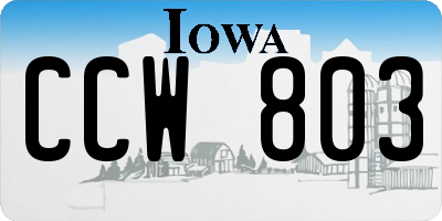 IA license plate CCW803