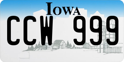 IA license plate CCW999