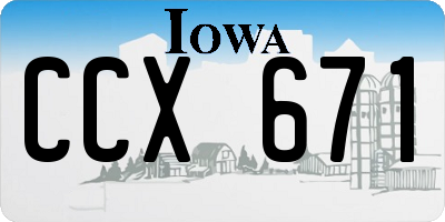 IA license plate CCX671