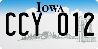 IA license plate CCY012
