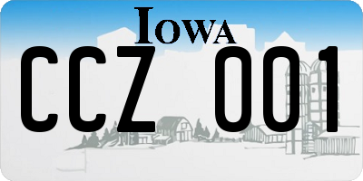 IA license plate CCZ001