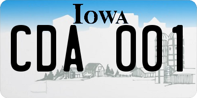 IA license plate CDA001