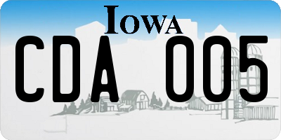 IA license plate CDA005