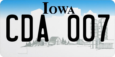 IA license plate CDA007