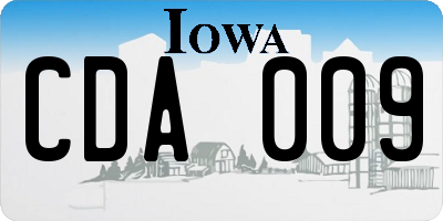 IA license plate CDA009