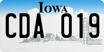 IA license plate CDA019
