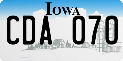 IA license plate CDA070