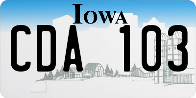 IA license plate CDA103