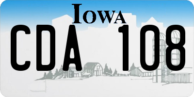IA license plate CDA108