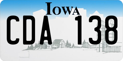 IA license plate CDA138