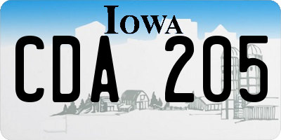 IA license plate CDA205