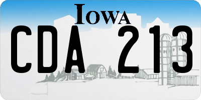 IA license plate CDA213